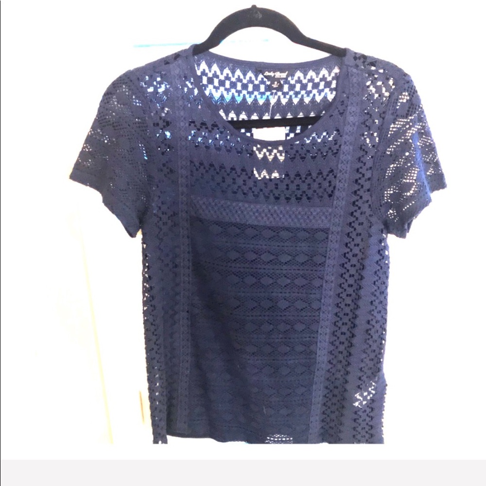 ❤️Price FIRM❤️.   Lucky Brand Navy Laced  Shirt Size Medium